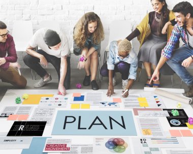 Kattaki insanlar çizim afiş 