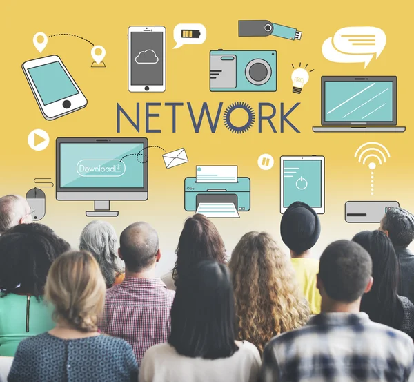 Mensen bij seminar met netwerk — Stockfoto