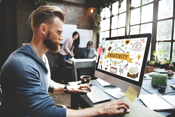 Man working with computer — Stock Photo, Image