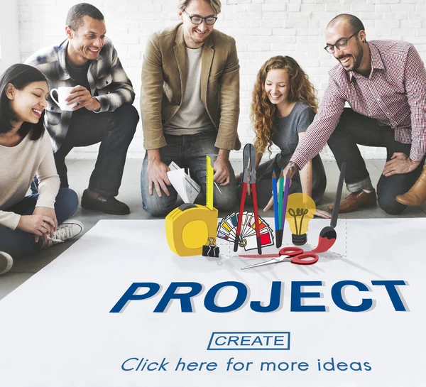 Designers working with poster and project — Stock Photo, Image