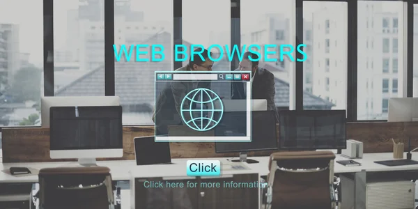 Tartışırken meslektaşları ve Web Browers — Stok fotoğraf