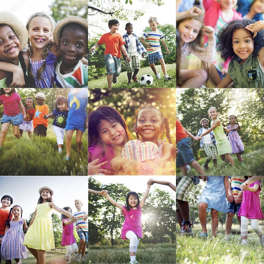 Diversity children in collage 