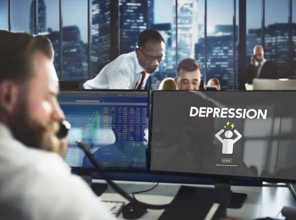 Mensen uit het bedrijfsleven werken en depressie — Stockfoto