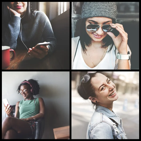 Collage collectie van gelukkige mensen — Stockfoto