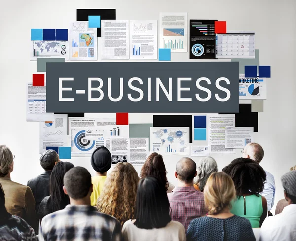 People at seminar with e-business — Stock Photo, Image