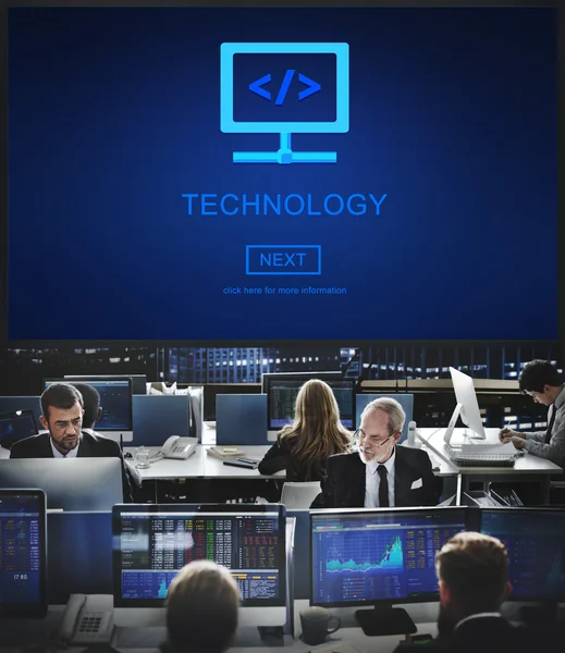 Trabajadores empresariales y tecnología — Foto de Stock