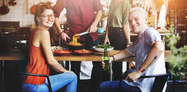 Friends spending time together, have dinner — Stock Photo, Image