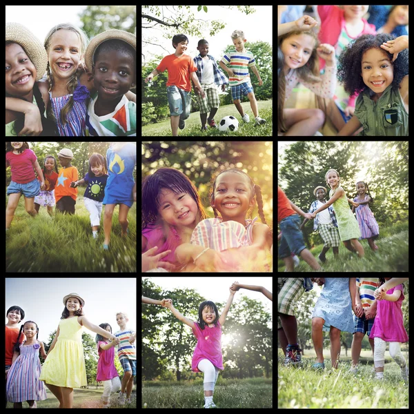 Różnorodność dzieci w collage — Zdjęcie stockowe