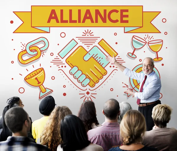 People at seminar with alliance — Stock Photo, Image