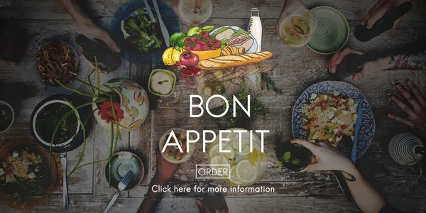 Meg a párt és a Bon Appetit lógni — Stock Fotó