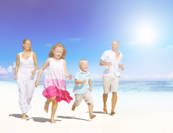 Happy Family with kids at beach — Stock Photo, Image