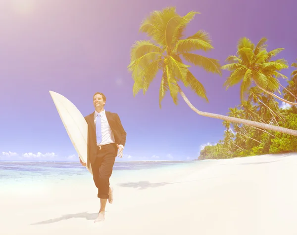 Businessman with Surfboard — Stock Photo, Image