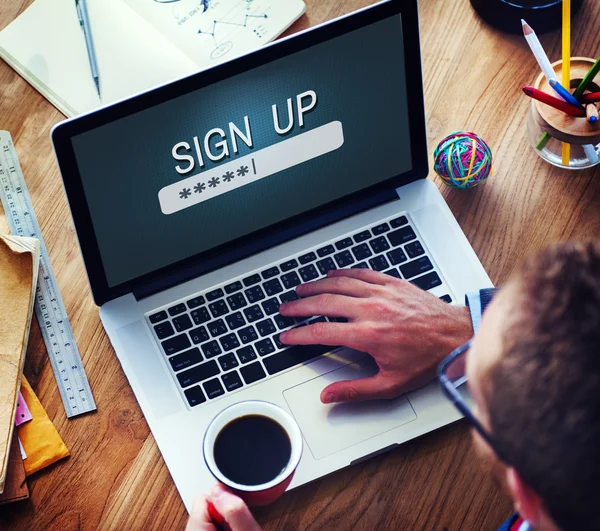 Man using laptop and Security Concept — Stock Photo, Image