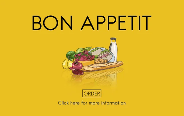 Szablon z koncepcją Bon Appetit — Zdjęcie stockowe