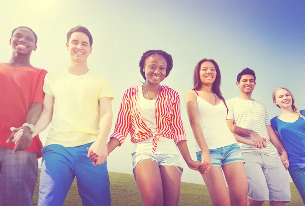 Young friends at outdoors — Stock Photo, Image