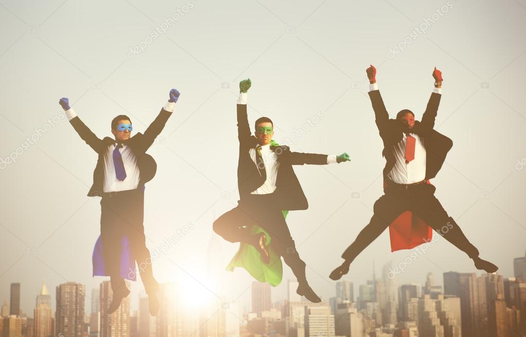 Superhero Businessmen Flying