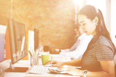 Bilgisayarda çalışan iş kadını