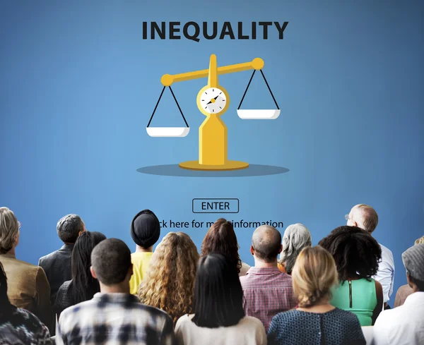 People at seminar with Inequality — Stock Photo, Image