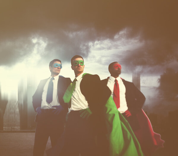 businessmen in Superhero costumes