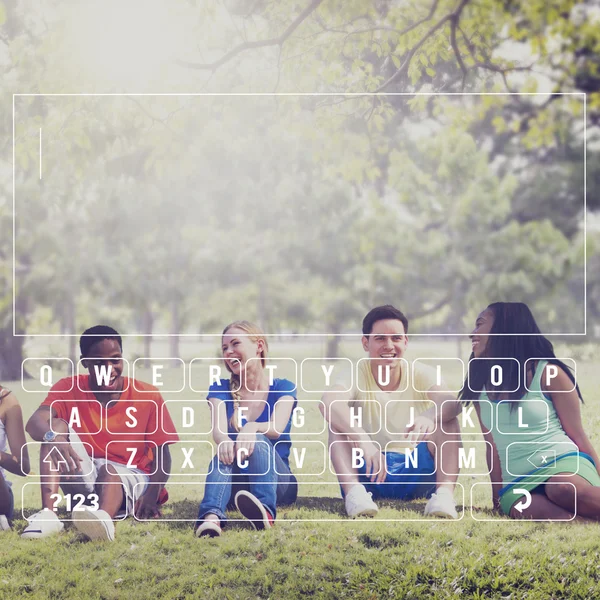 Young friends at outdoors — Stock Photo, Image