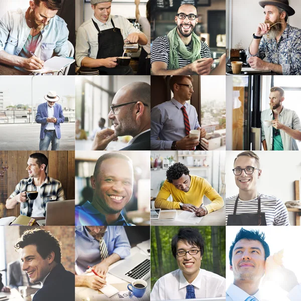 Collage con uomini diversità — Foto Stock
