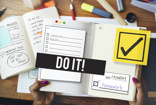 Woman holding notebook