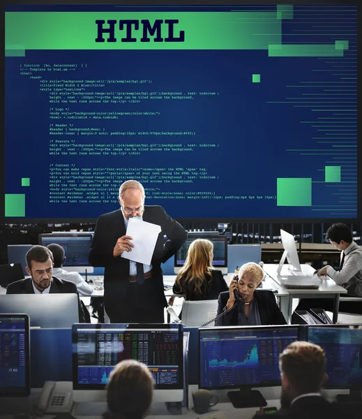 비즈니스 노동자 및 html — 스톡 사진