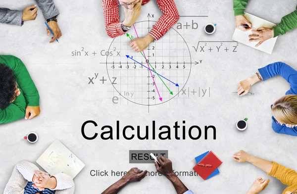 Business People Pointing on Calculation Concept — Stock Photo, Image