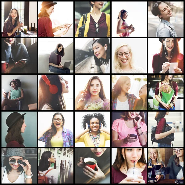 Coleção Colagem Várias mulheres — Fotografia de Stock