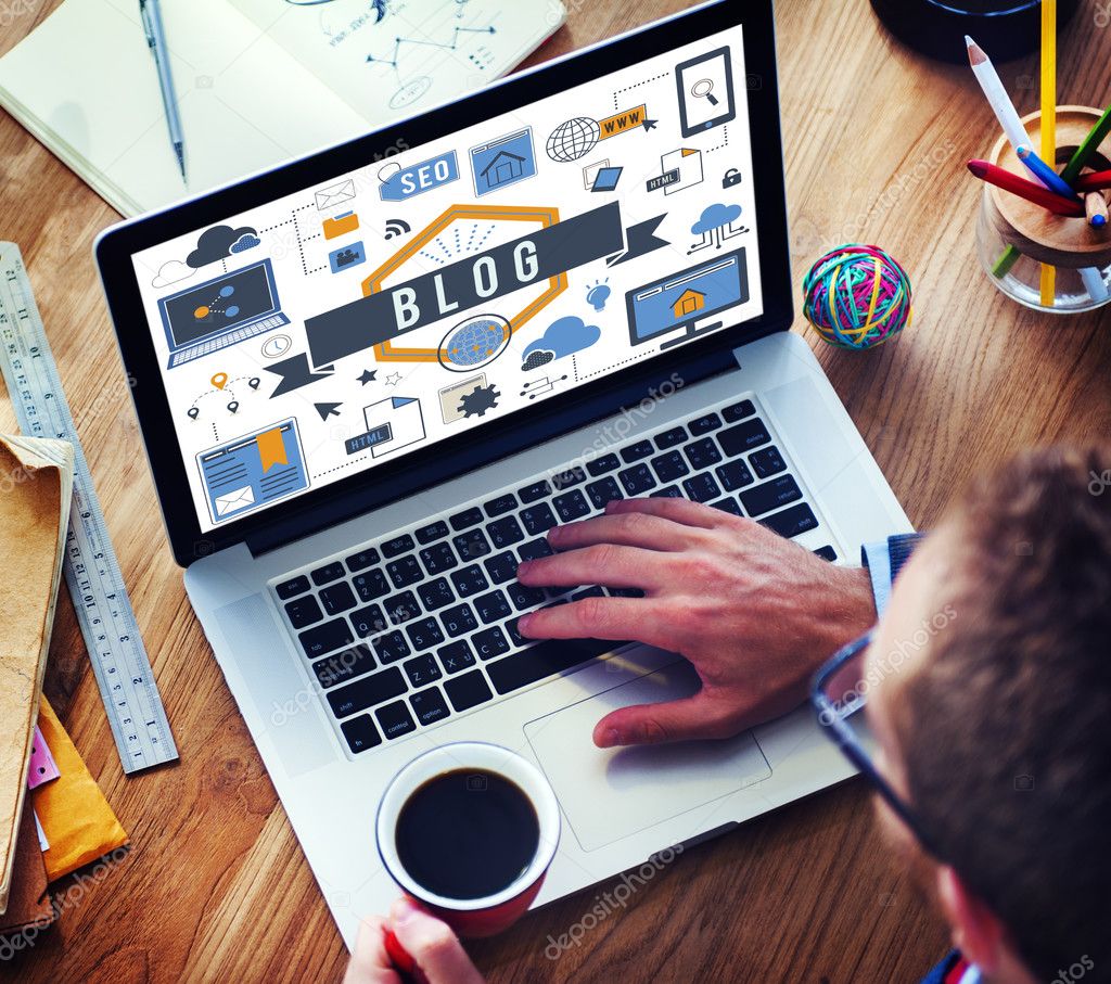 man working with laptop and drinking coffee