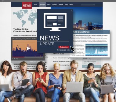 aygıtlar ve haber güncelleme ile insanlar oturup