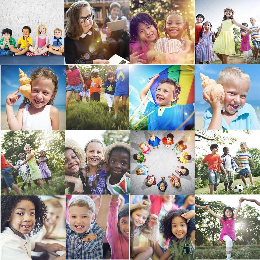 Collage with various children
