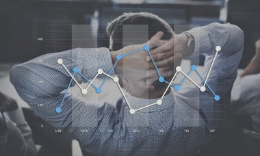 İşadamı rahatlatır ve grafik