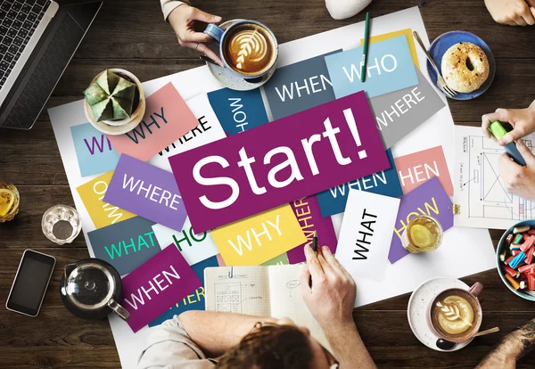 Table with poster with — Stock Photo, Image