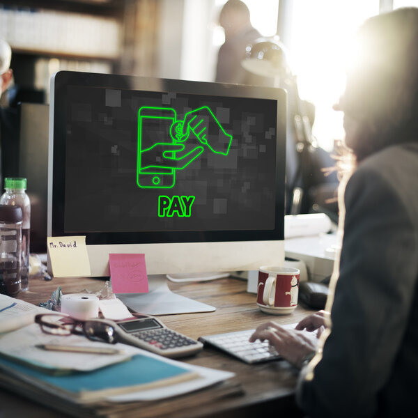 Businesswoman looking on monitor — Stock Photo, Image