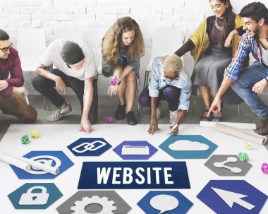 Kattaki insanlar çizim afiş