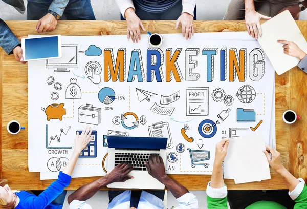 Gente de negocios que señala el concepto de marketing — Foto de Stock