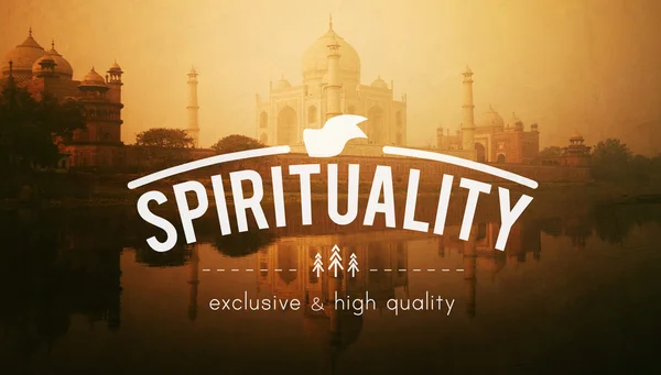 Testo di spiritualità su sfondo taj mahal — Foto Stock