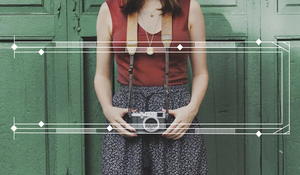 Photographer girl with Camera — Stock Photo, Image