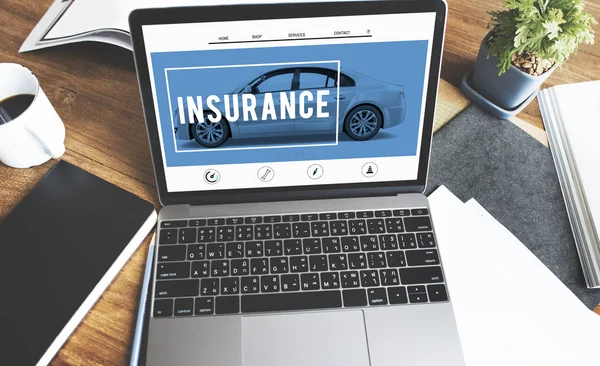 Laptop with Insurance on screen — Stock Photo, Image