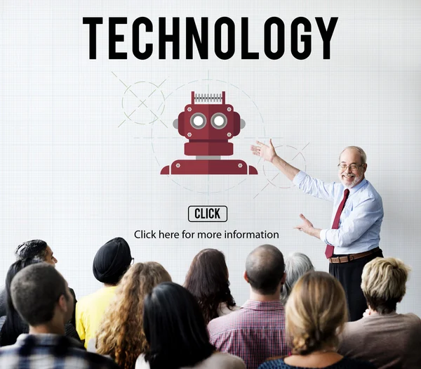 Mensen bij seminar met technologie — Stockfoto