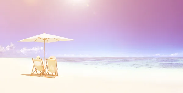 Casal relaxante na praia tropical — Fotografia de Stock