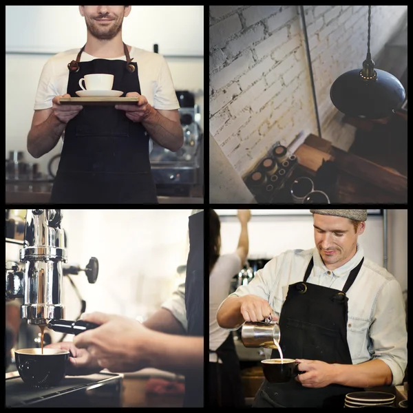 Cafe Bar Barista in schort — Stockfoto