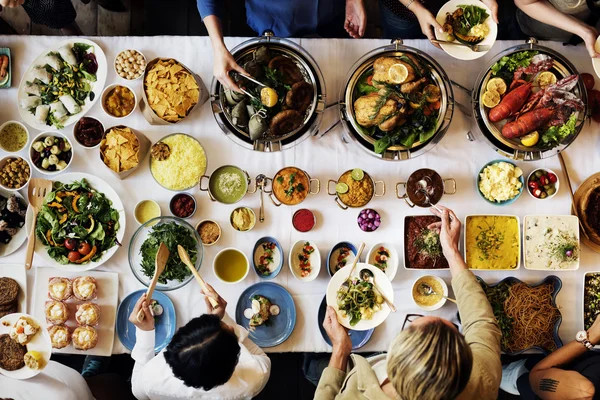 People enjoying food