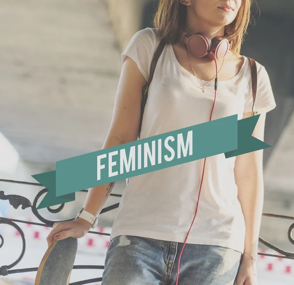 Logo feminismo y chica — Foto de Stock