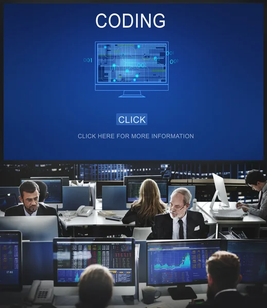 Pracowników firmy i kodowanie — Zdjęcie stockowe
