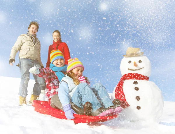 Family enjoying winter day — Stock Photo, Image