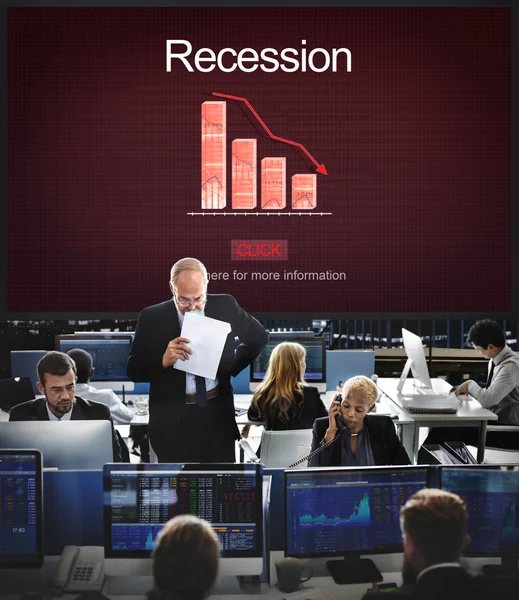 Trabalhadores de negócios e recessão — Fotografia de Stock
