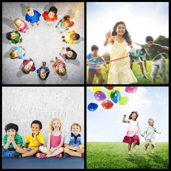 Collage con varios niños — Foto de Stock