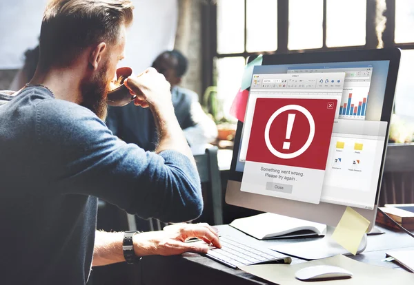 Man working with computer — Stock Photo, Image